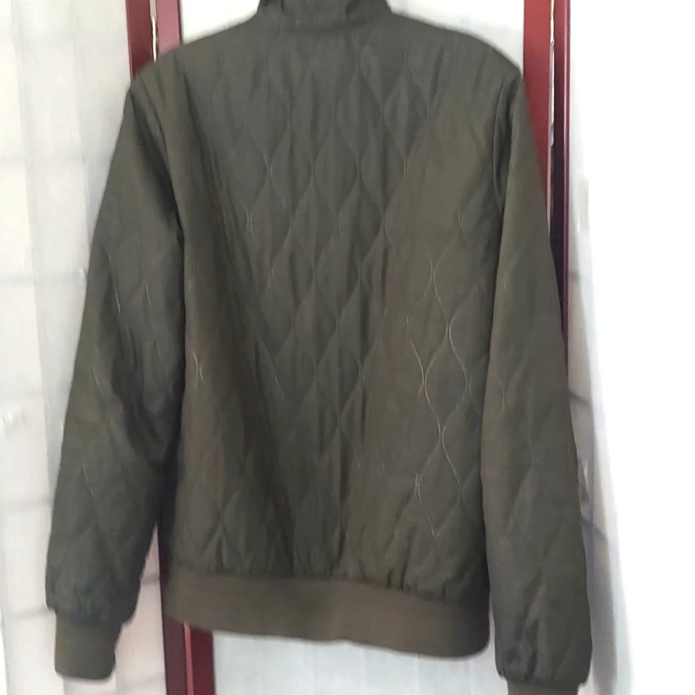 Nike Womens Olive Green Quilted Zip Up Jacket Sz M